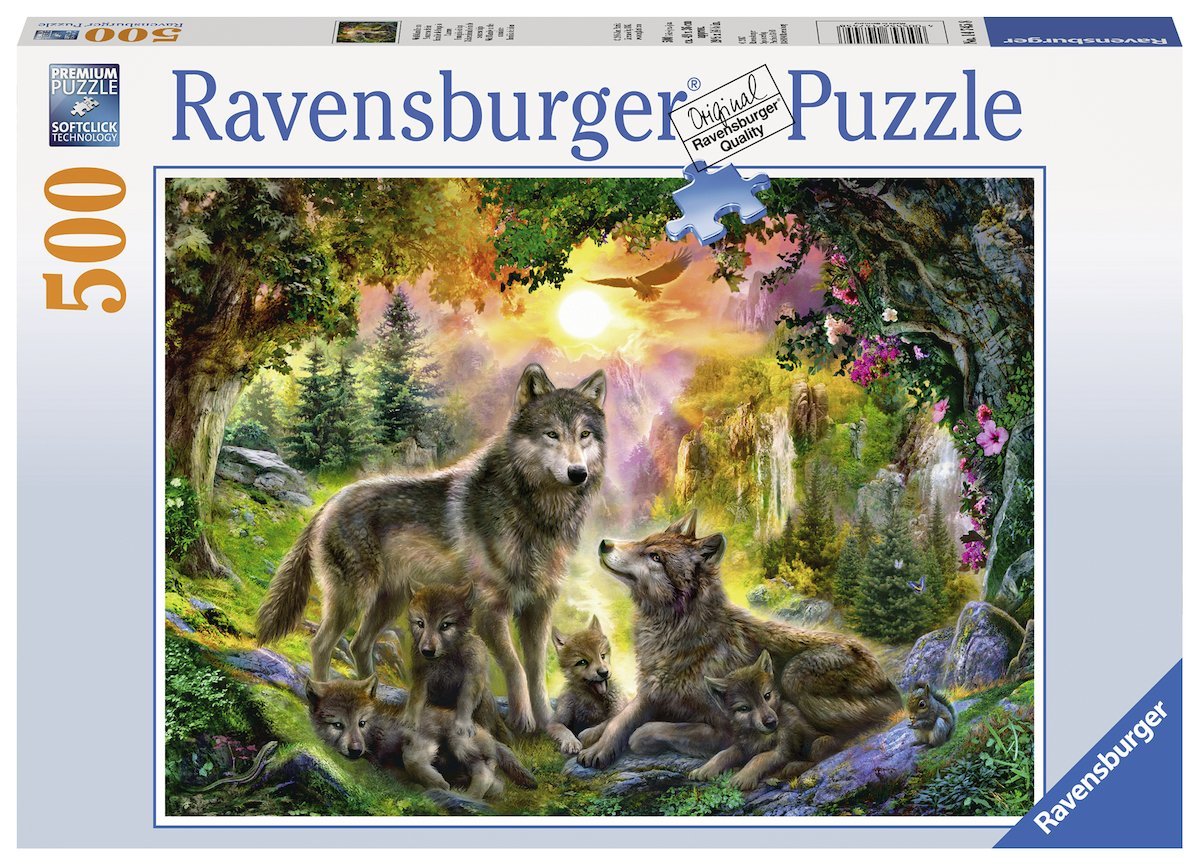 Wolfsfamilie in de zon door Jan Patrik, puzzel van 500 stukjes