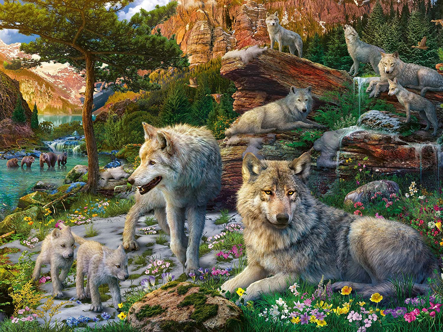 Wolven in de lente door Jan Patrik, puzzel van 1500 stukjes